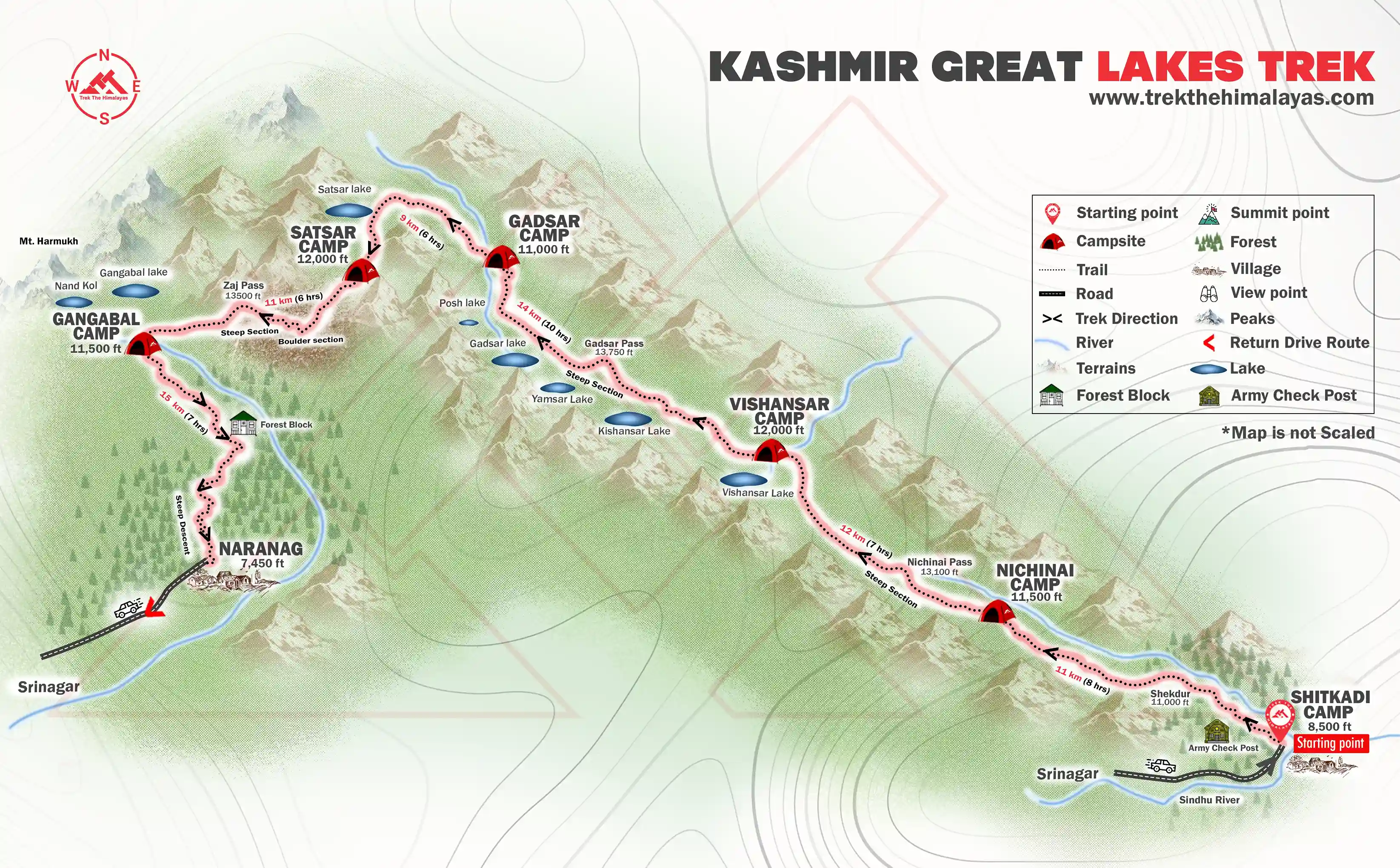 Kashmir Great Lakes Trek Maps